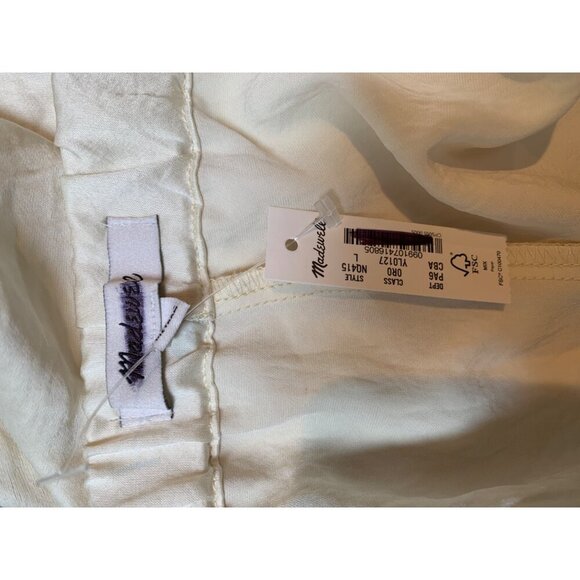 Madewell Womens Ivory Silk Blend Elastic Waist Drawstring Shorts - Picture 6 of 7